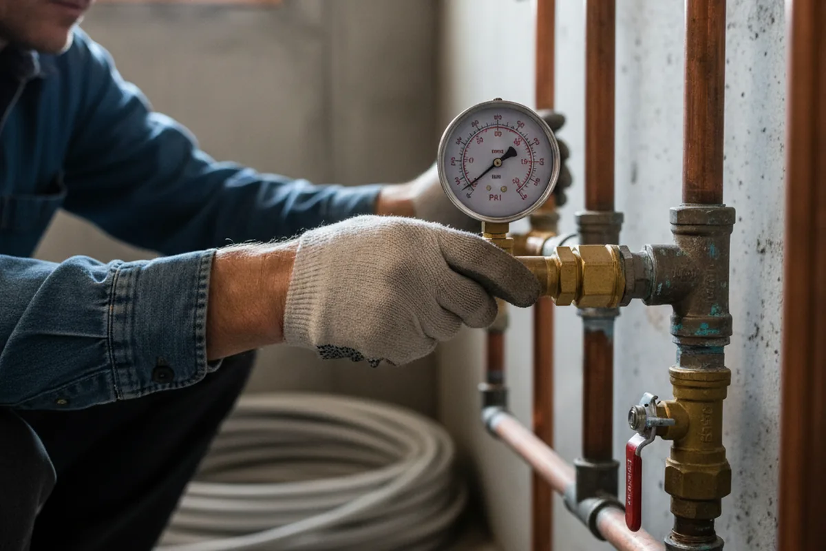 Pressure testing a repaired line during Water Line Repair in Laclede